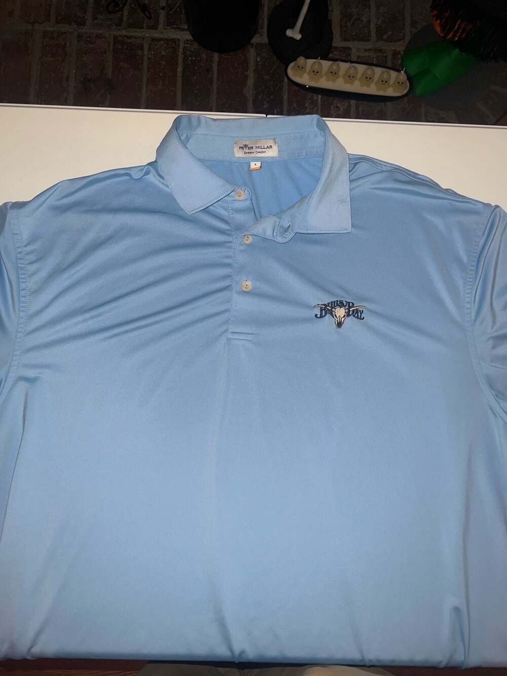 Peter Millar Summer Comfort Golf Polo Shirt Bulls Bay Logo Size Large